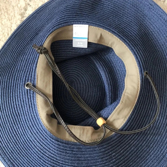 Columbia Global Adventure packable Wide Brim Chin Strap  Straw Hat navy blue - Picture 6 of 7
